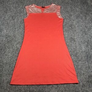 Isle Apparel Dress Womens S Red Glitter Knit Sleeveless Shift Party Casual